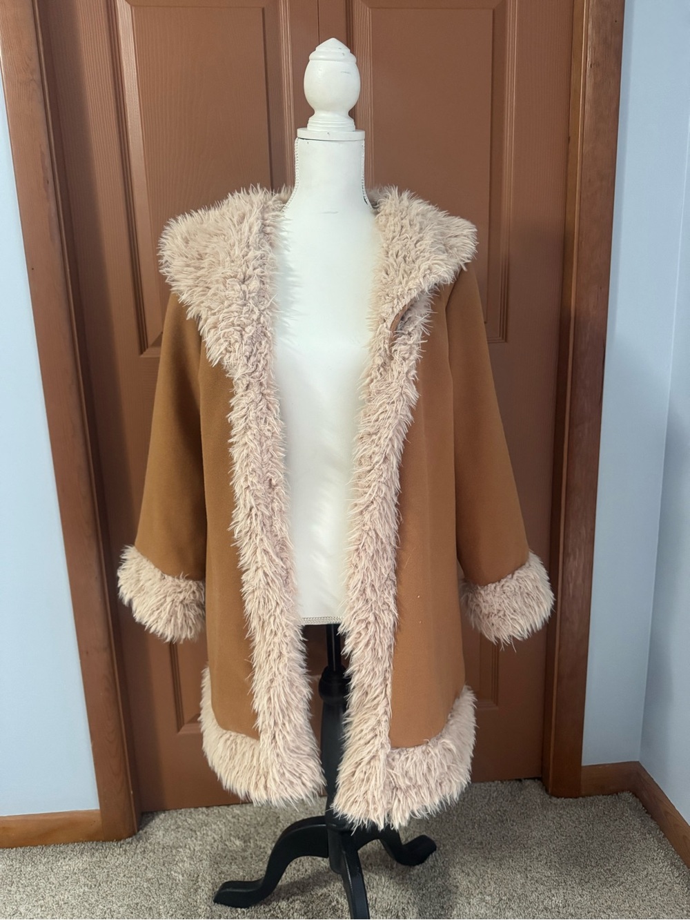 Faux-Fur Trimmed Camel Penny Lane style coat by Cider